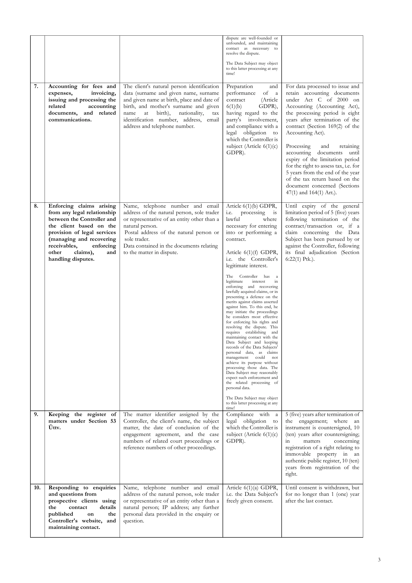 Privacy notice, page 3