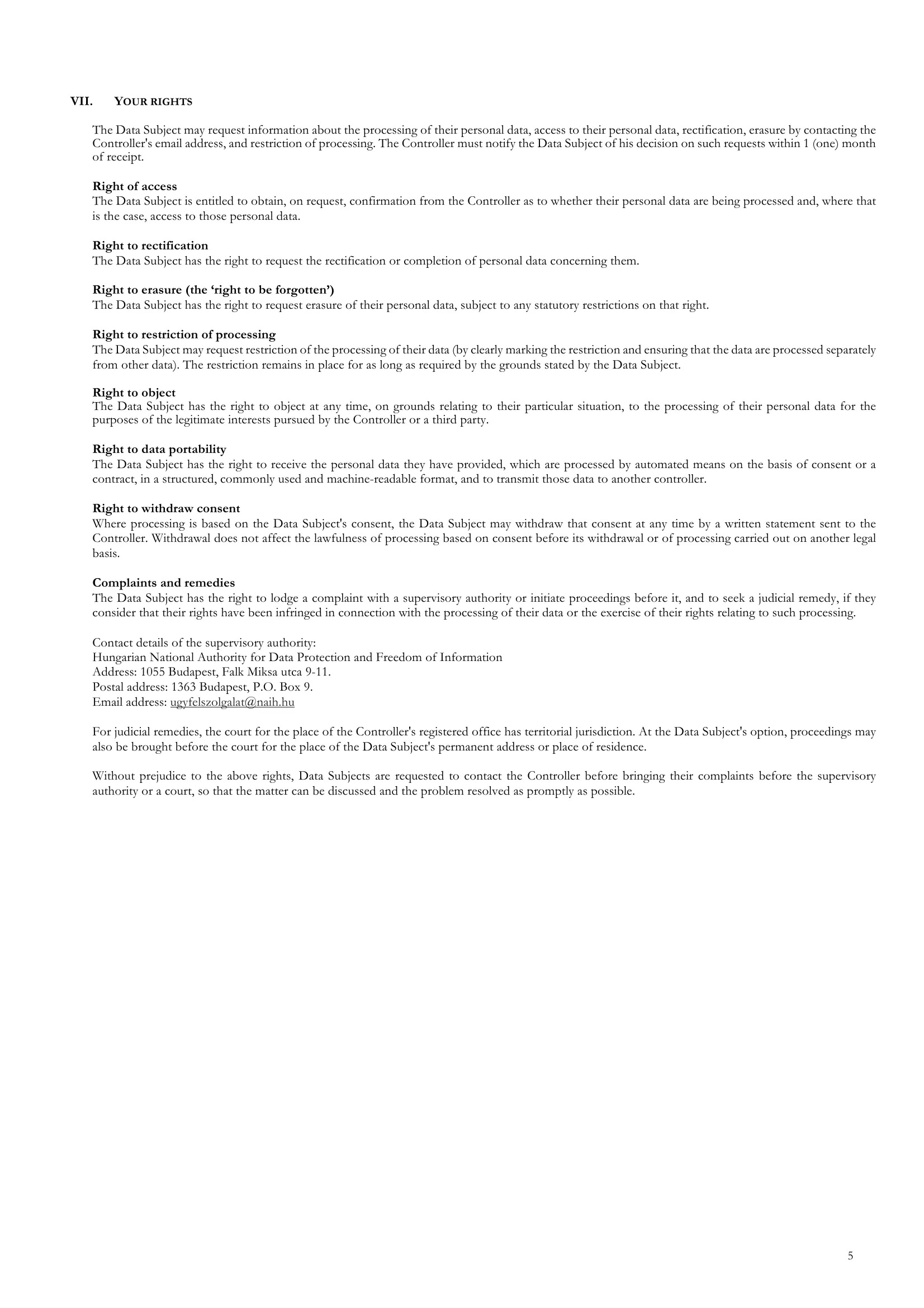 Privacy notice, page 5